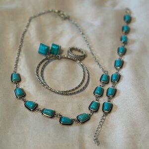 4 piece turquoise jewelry set